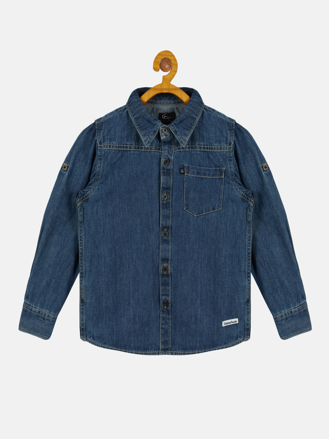 

KiddoPanti Boys Standard Casual Denim Shirt, Blue
