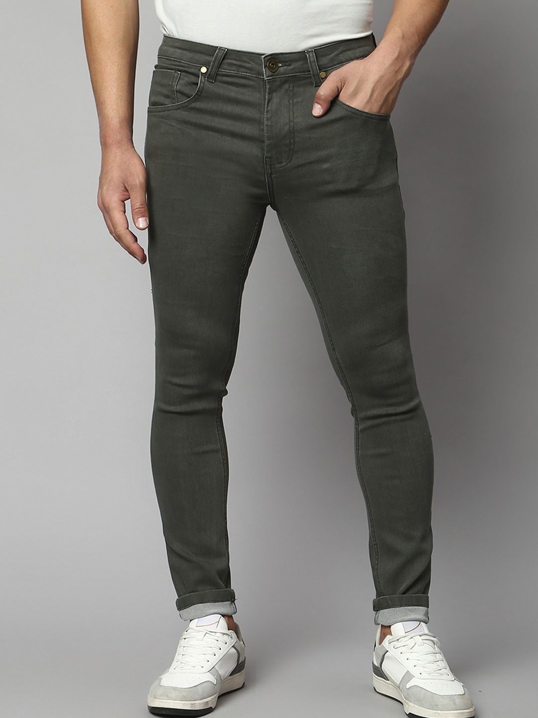 

Dennis Lingo Men Slim Fit Stretchable Jeans, Olive