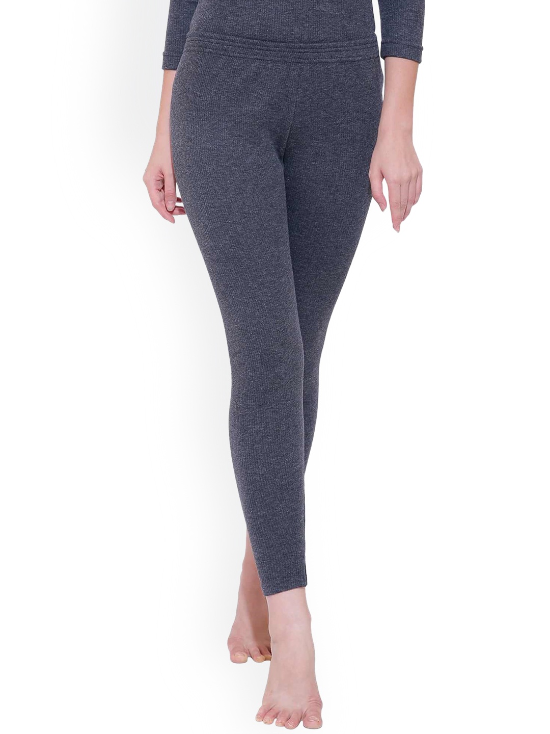 

DYCA Women Ribbed Cotton Thermal Bottoms, Charcoal