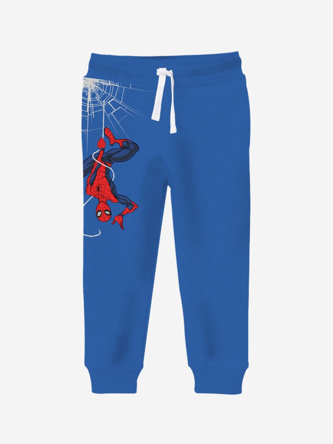 

Minicult Boys Spiderman Printed Cotton Joggers, Blue