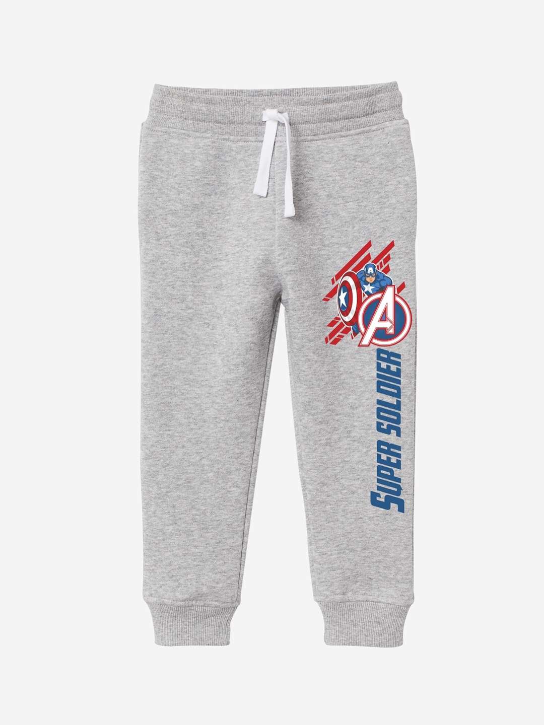 

Minicult Boys Printed Cotton Joggers, Grey