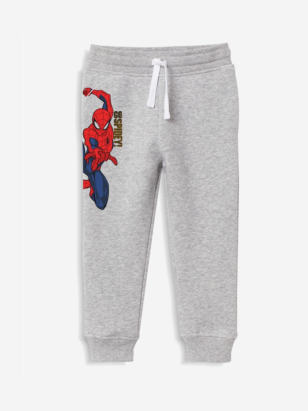

Minicult Boys Printed Cotton Joggers, Grey