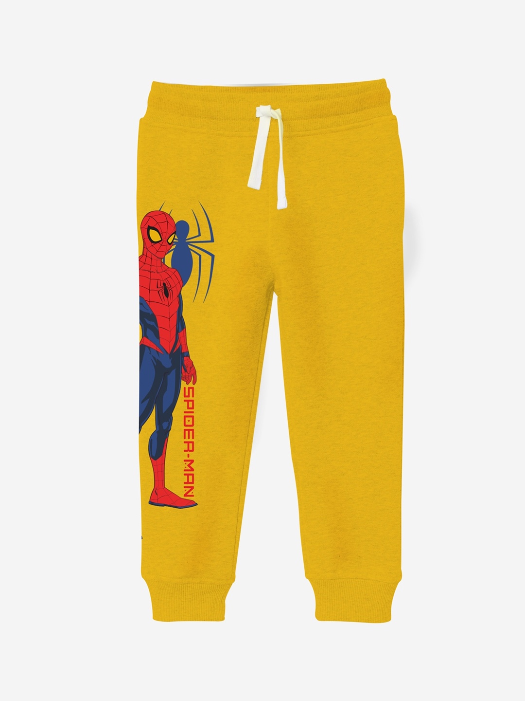 

Minicult Boys Printed Cotton Joggers, Yellow