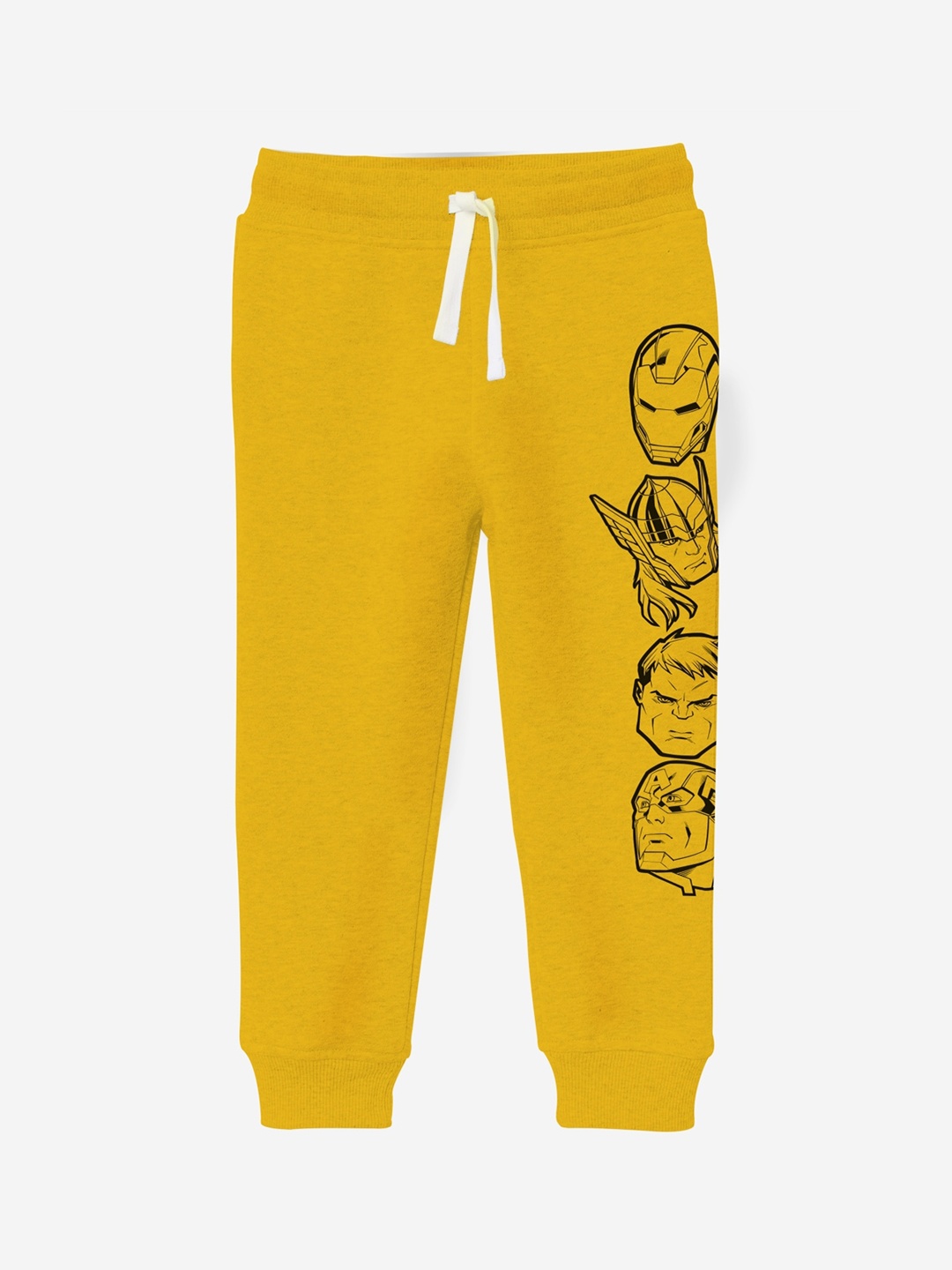 

Minicult Boys Printed Cotton Joggers, Yellow