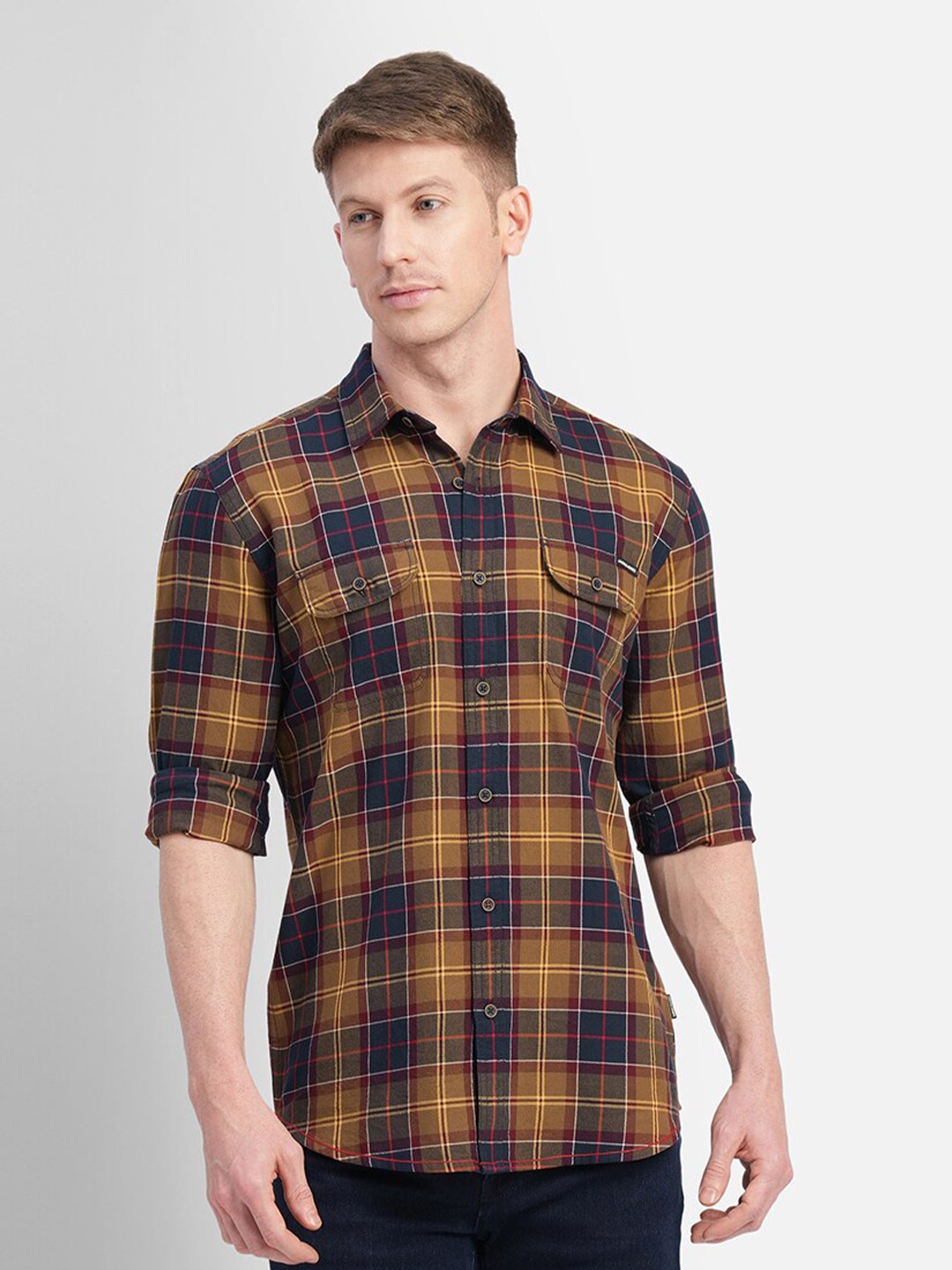 

Jack & Jones Slim Fit Tartan Checked Cotton Casual Shirt, Brown