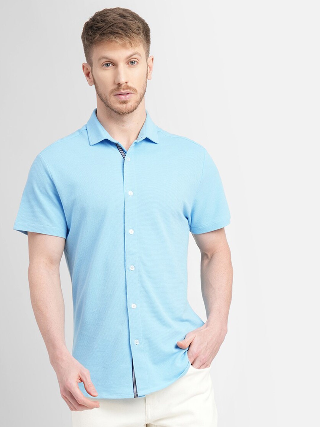 

Jack & Jones Spread Collar Slim Fit Cotton Casual Shirt, Blue