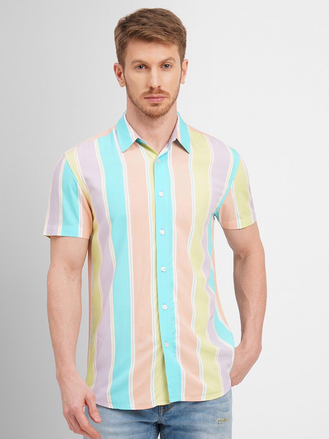 

Jack & Jones Slim Fit Vertical Striped Cotton Casual Shirt, Blue