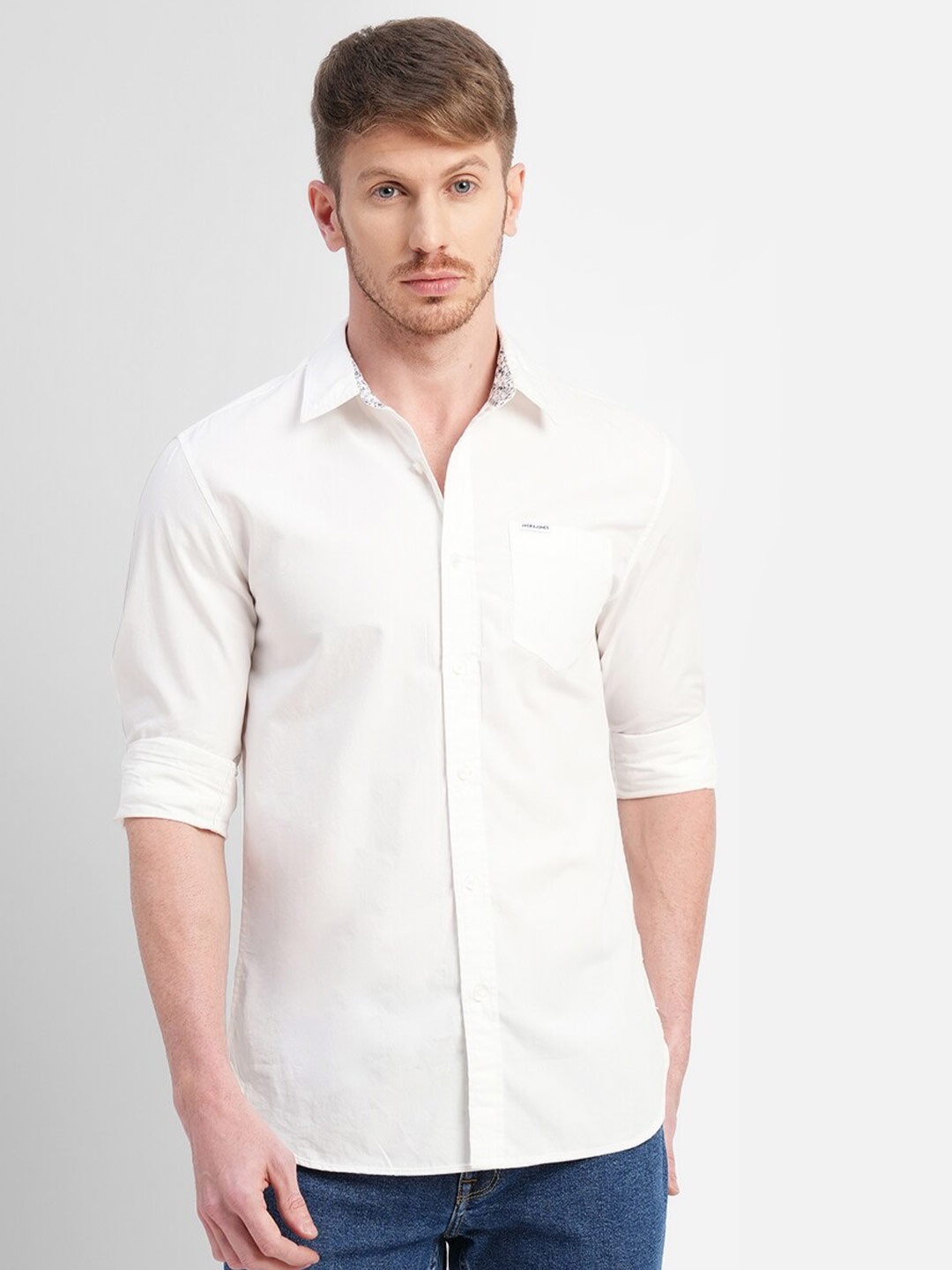 

Jack & Jones Spread Collar Slim Fit Cotton Casual Shirt, White