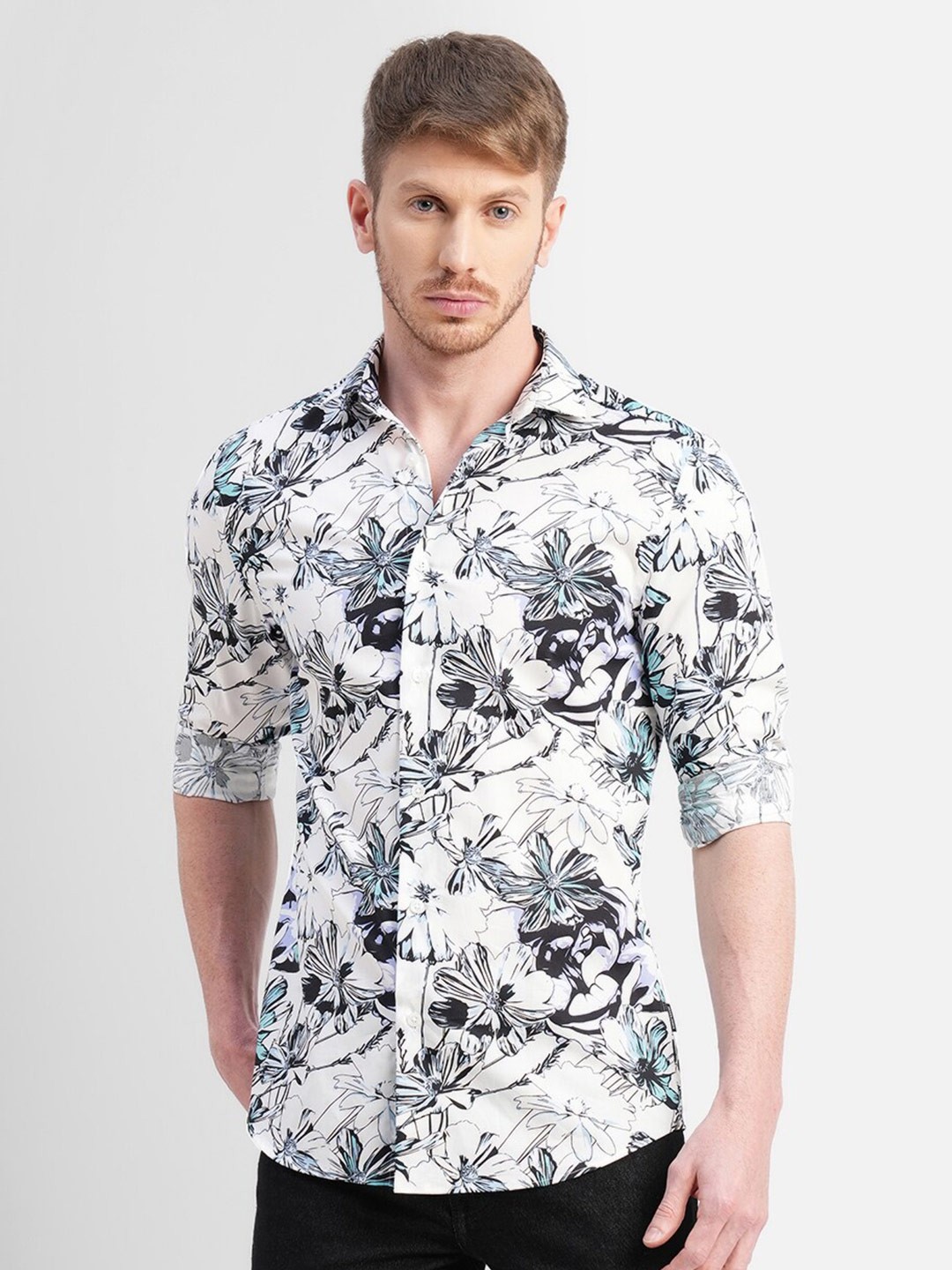 

Jack & Jones Floral Printed Cotton Casual Shirt, White