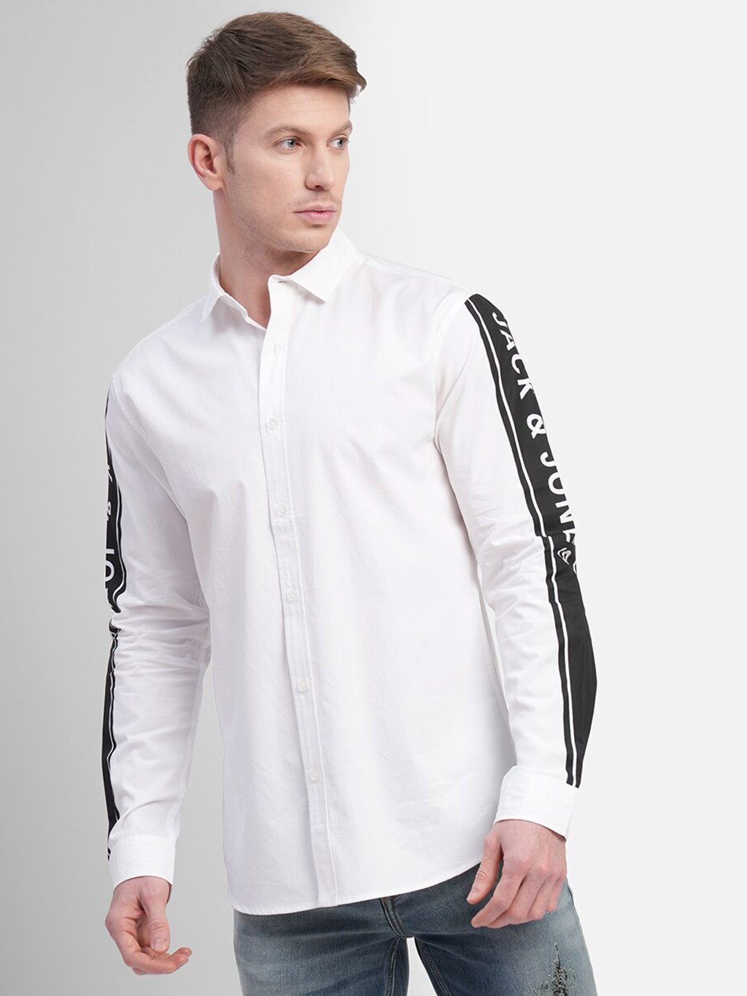 

Jack & Jones Brand Logo Printed Cotton Casual Shirt, White