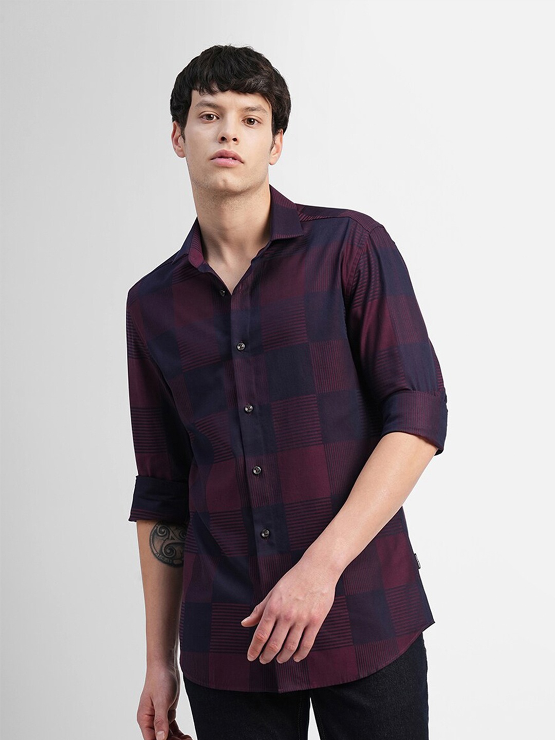 

Jack & Jones Slim Fit Checked Cotton Casual Shirt, Blue