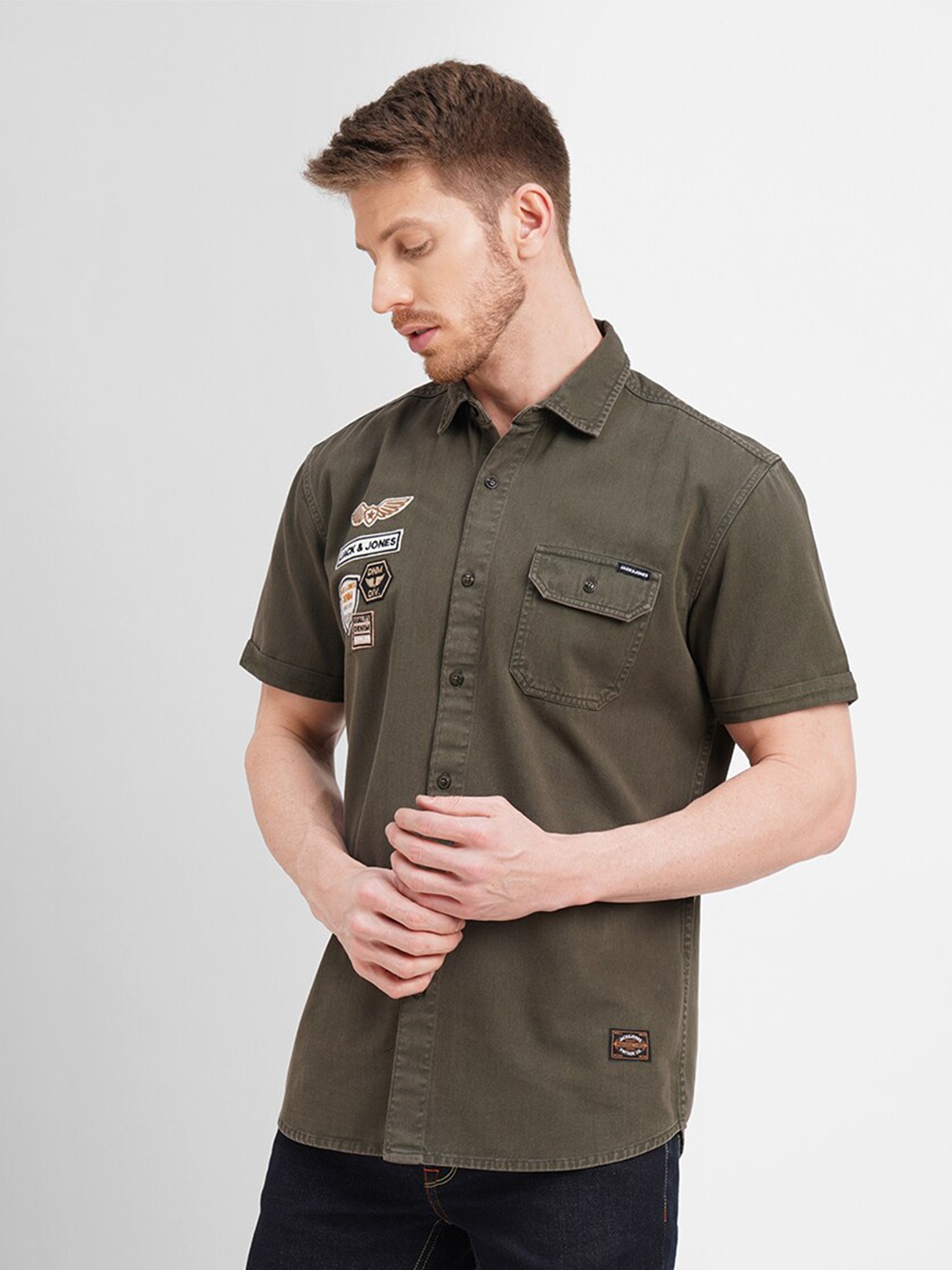 

Jack & Jones Slim Fit Cotton Casual Shirt, Green