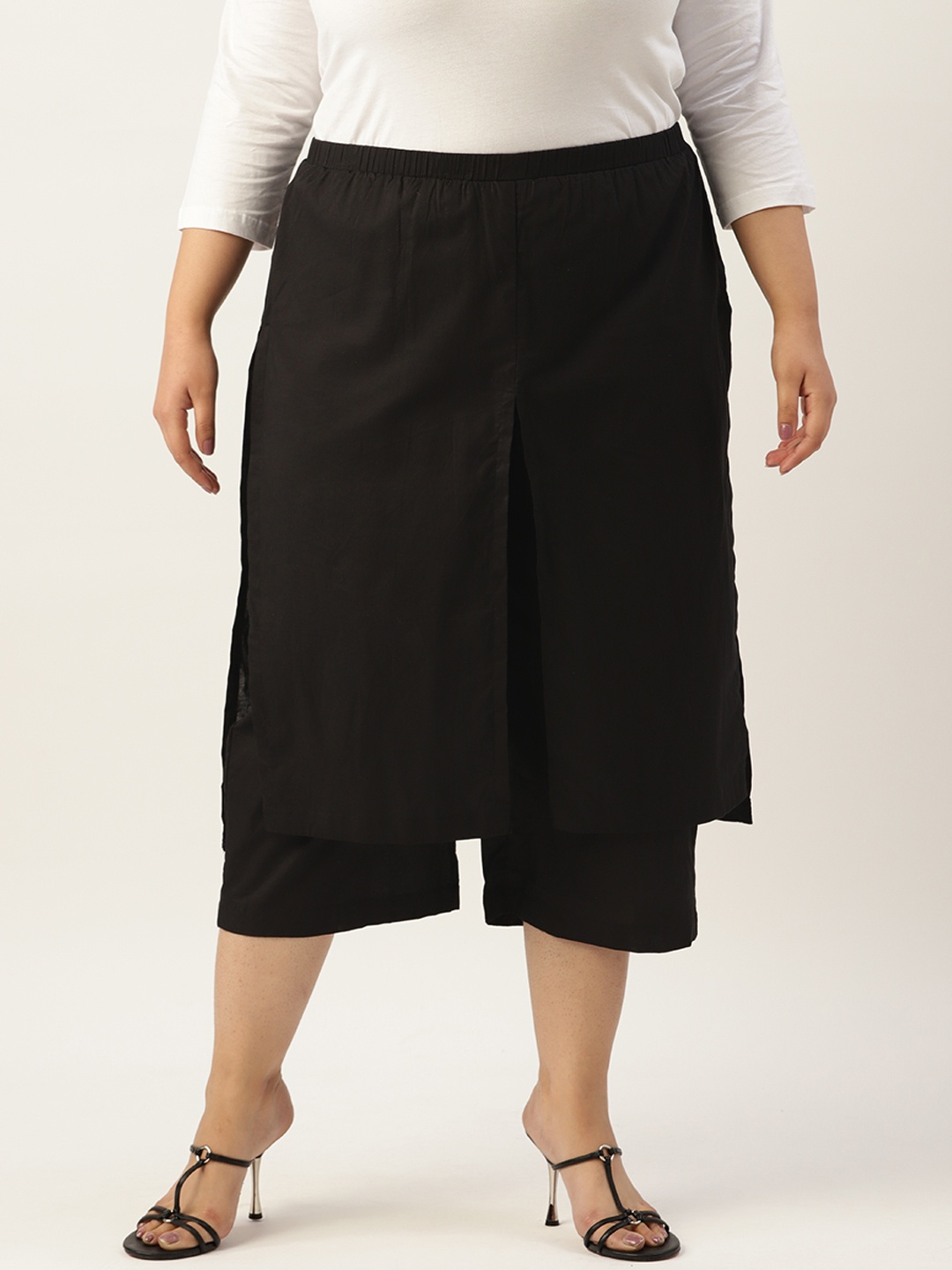 

theRebelinme Women Plus Size Relaxed High-Rise Trousers, Black