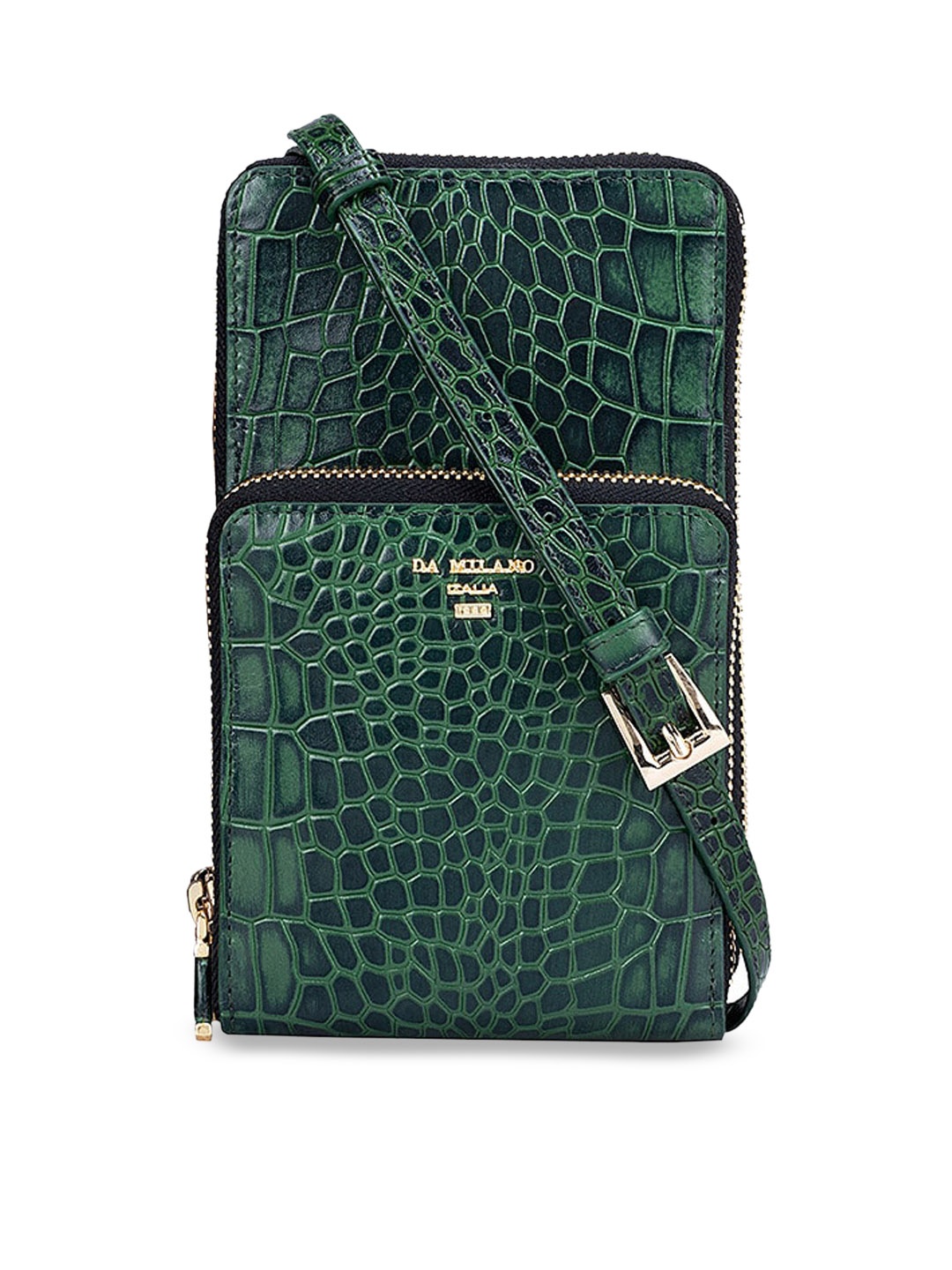 

Da Milano Textured Structured Leather Sling Bag, Green