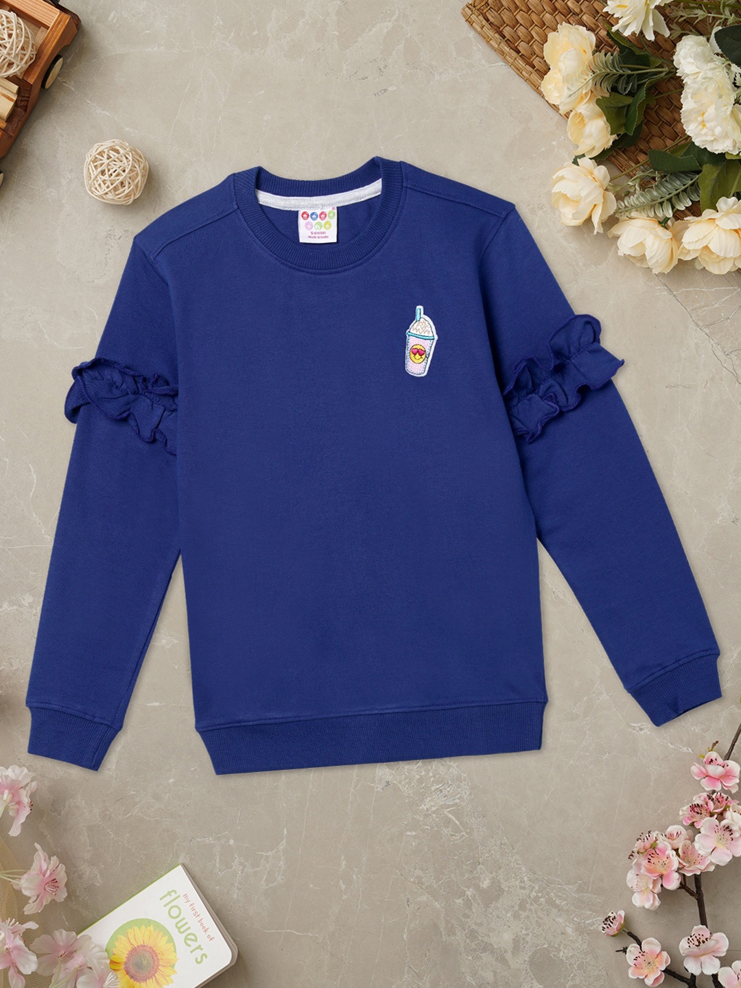 

ZION Girls Round Neck Cotton Sweatshirt, Blue
