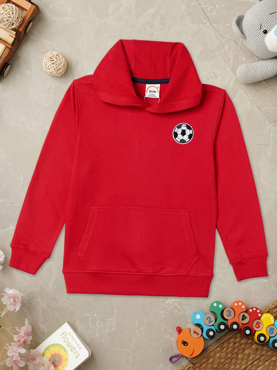 

ZION Boys Hooded Cotton Sweatshirt, Red