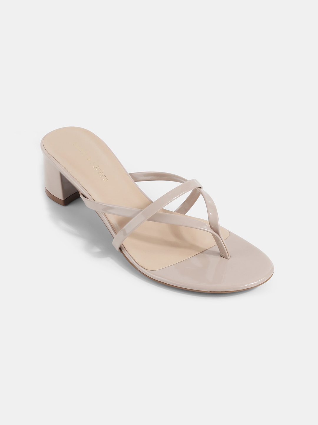 

LEMON & PEPPER PU Block Heels, Beige