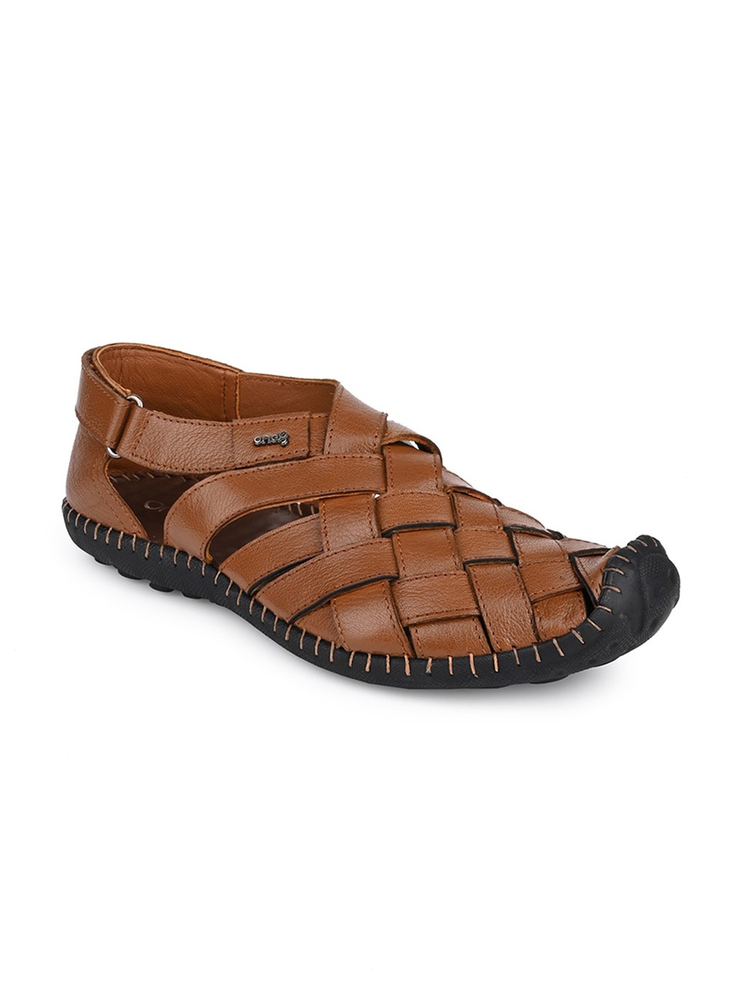 

One8 Men Leather Fisherman Sandals, Tan