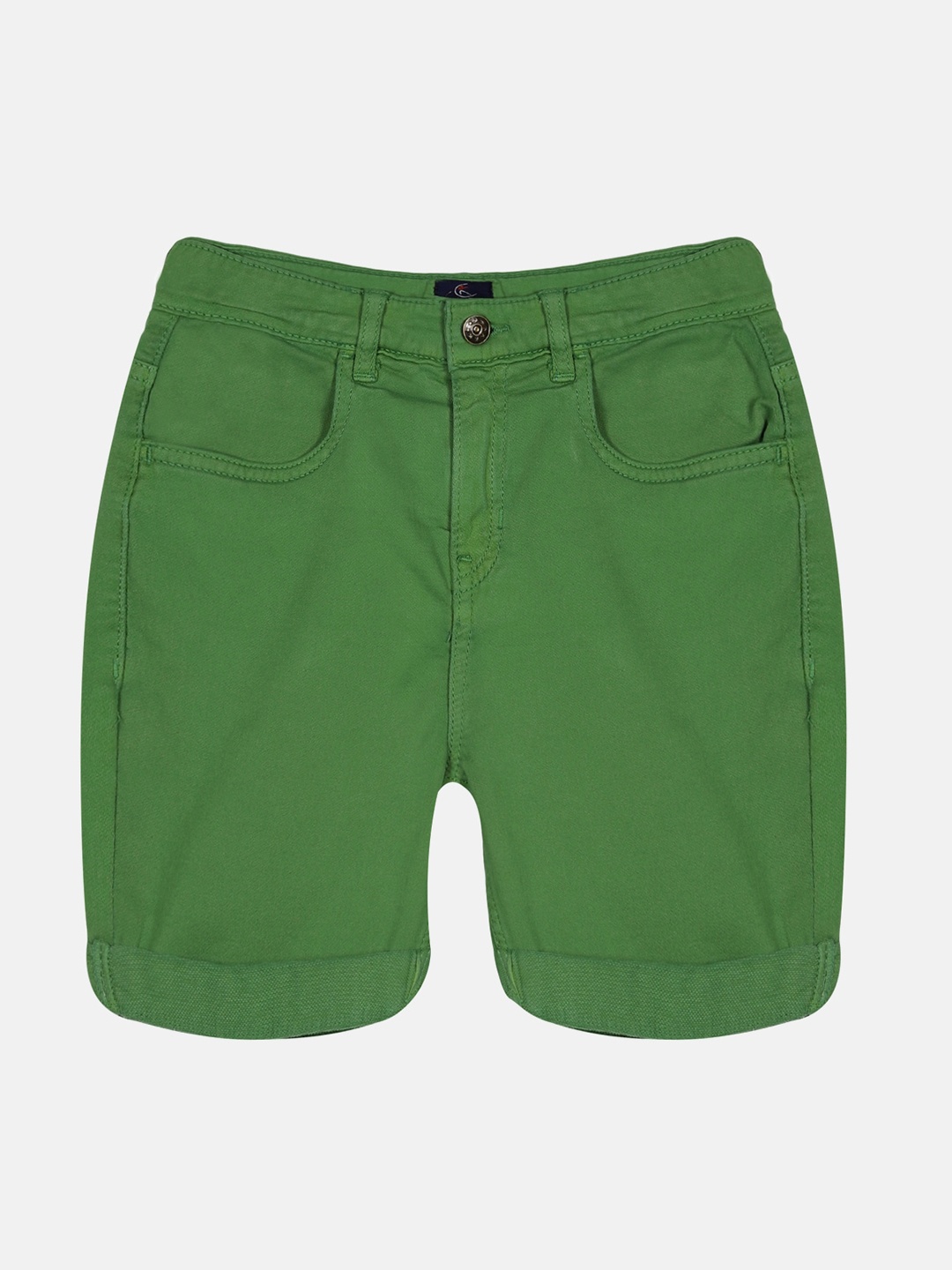 

KiddoPanti Boys Cotton Mid-Rise Regula Fit Denim Shorts, Green