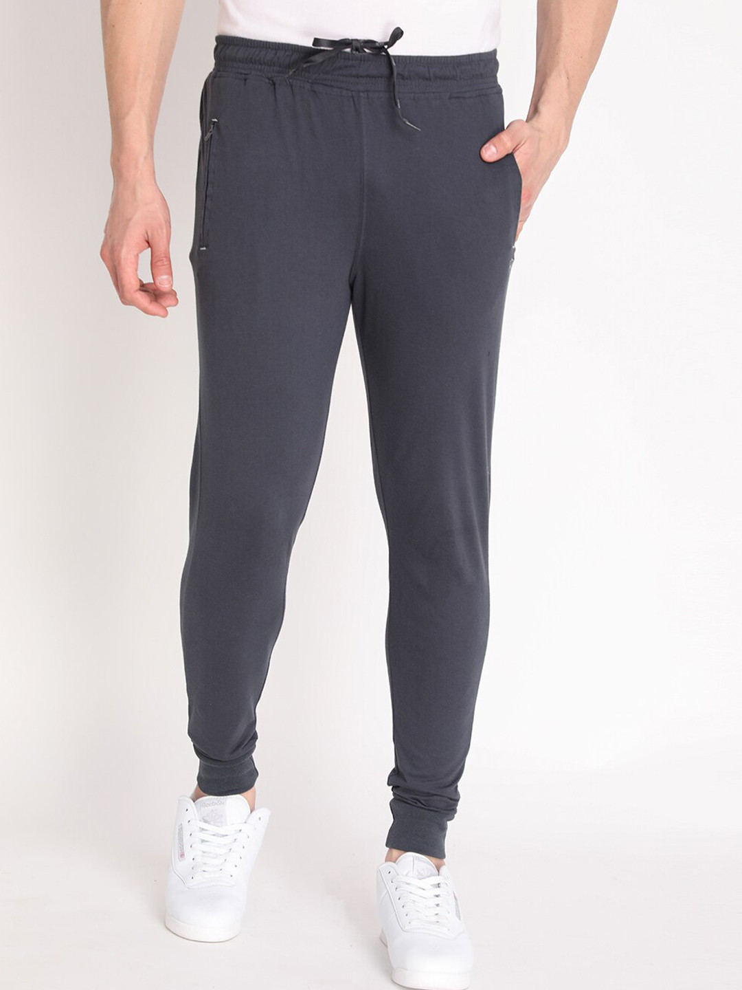 

NEVA Men Polycotton Mid-Rise Joggers, Grey