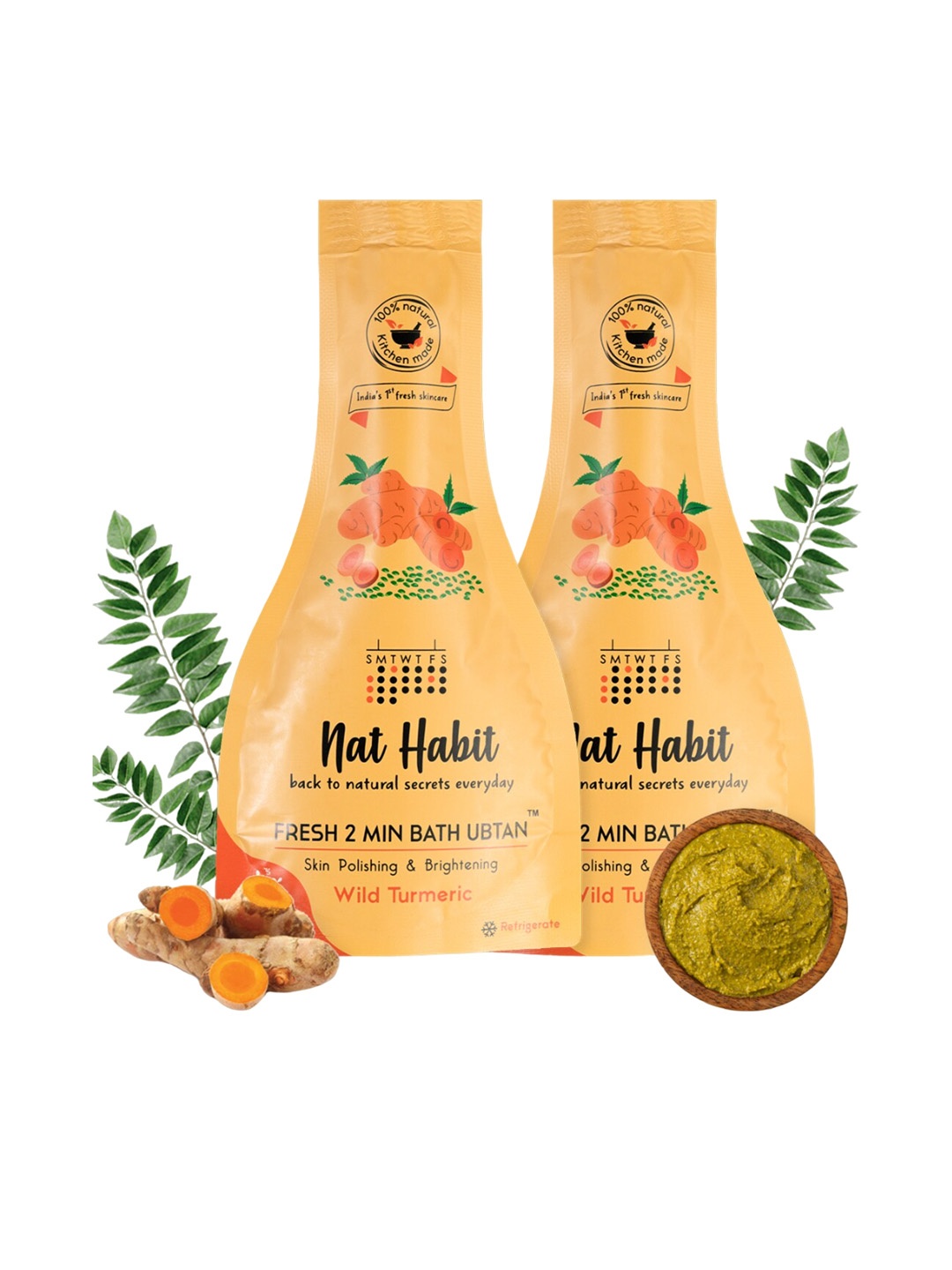 

Nat Habit Set Of 2 Wild Turmeric Bath Ubtan 80gm Each, Yellow