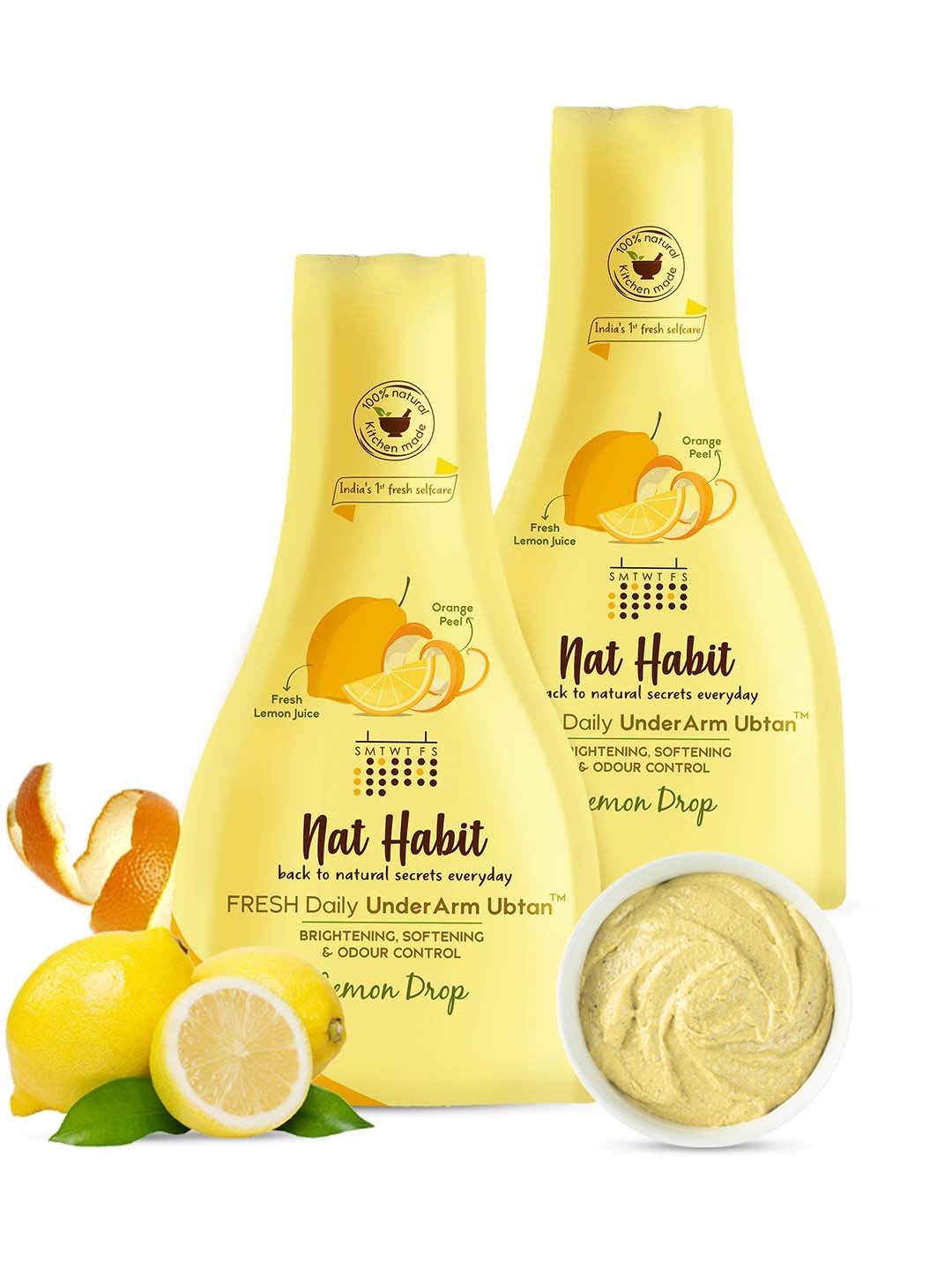 

Nat Habit Set Of 2 Lemon Drop UnderArm Ubtan - 40 gm Each, Yellow