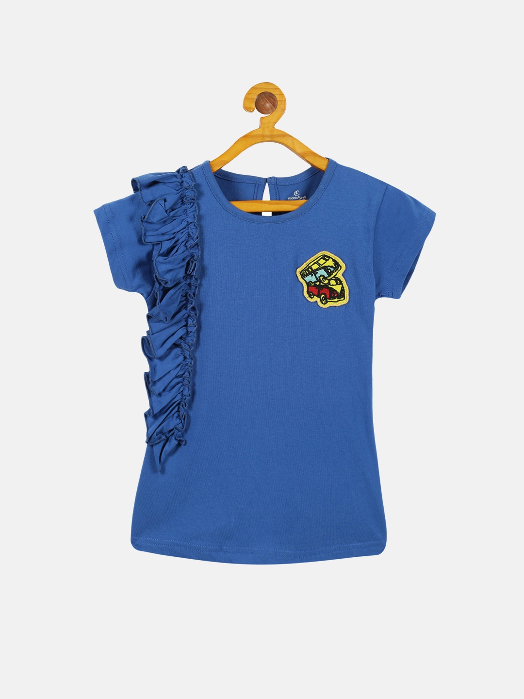 

KiddoPanti Girls Round Neck Pure Cotton T-shirt, Blue