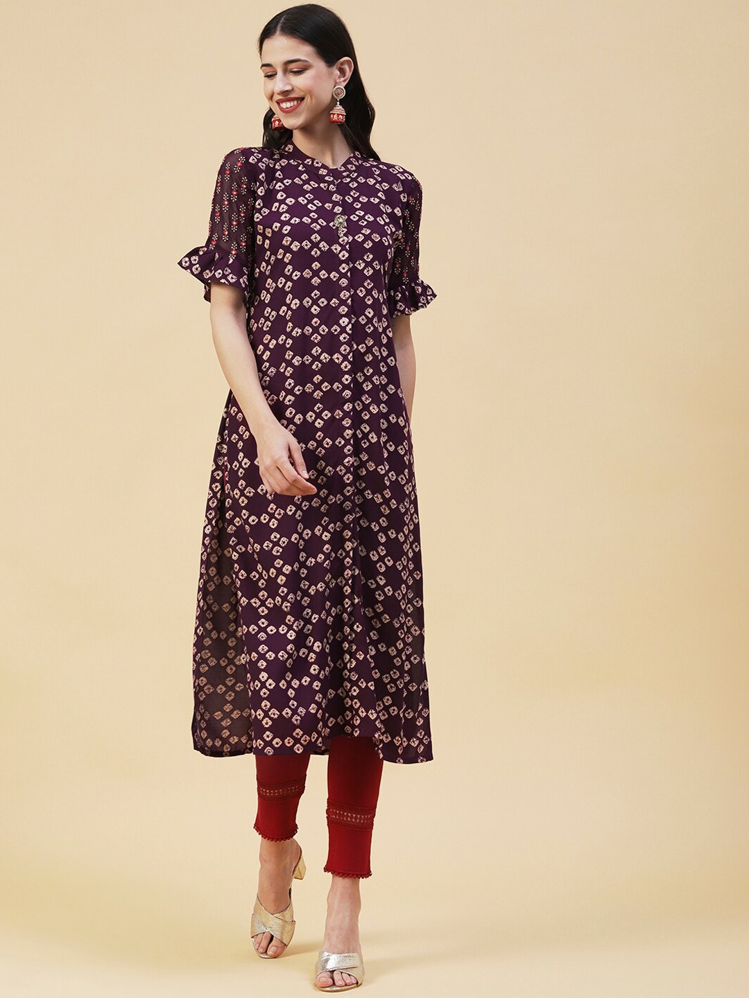 

FASHOR Ethnic Motifs Printed Kurta, Mauve
