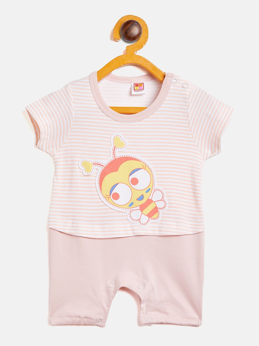 

Camey Infants Kids Striped Pure Cotton Romper, Peach