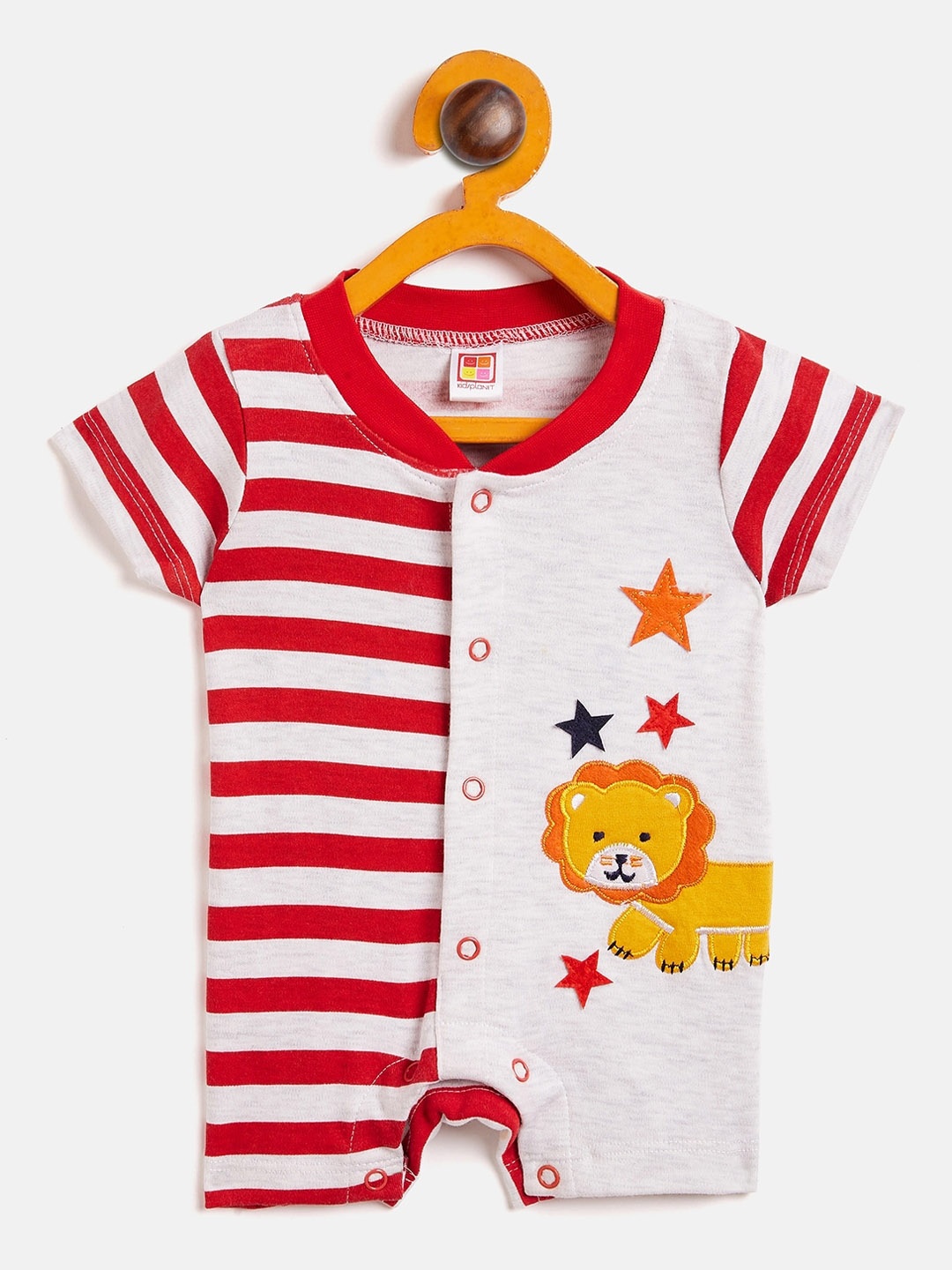 

Camey Infants Kids Striped Cotton Romper, Red