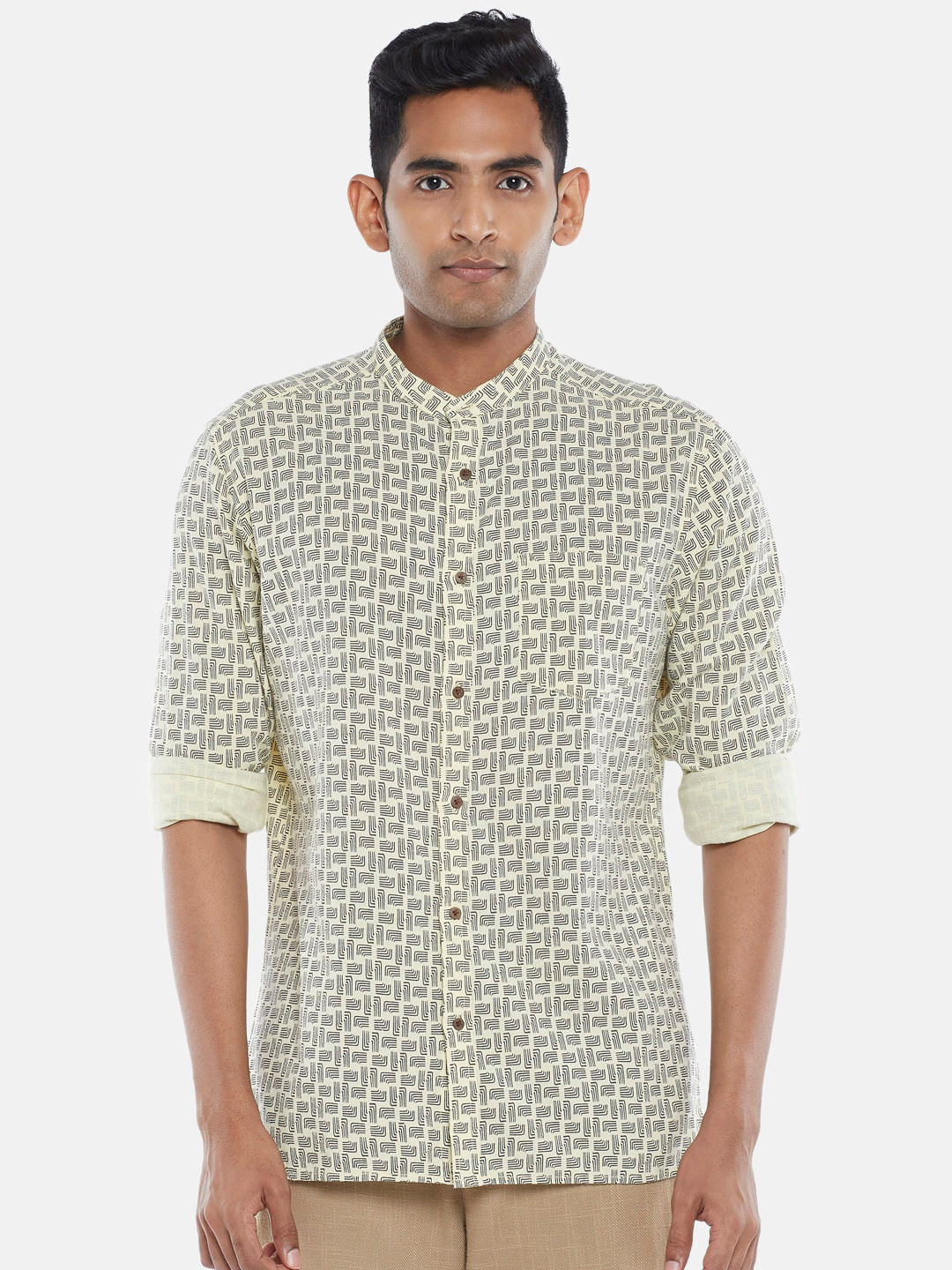 

7 Alt by Pantaloons Printed Cotton Casual Shirt, Yellow