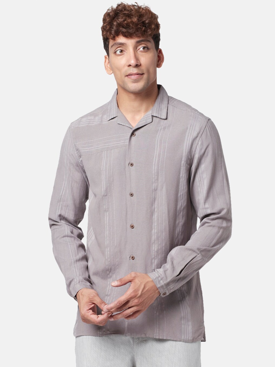 

7 Alt by Pantaloons Striped Casual Shirt, Grey