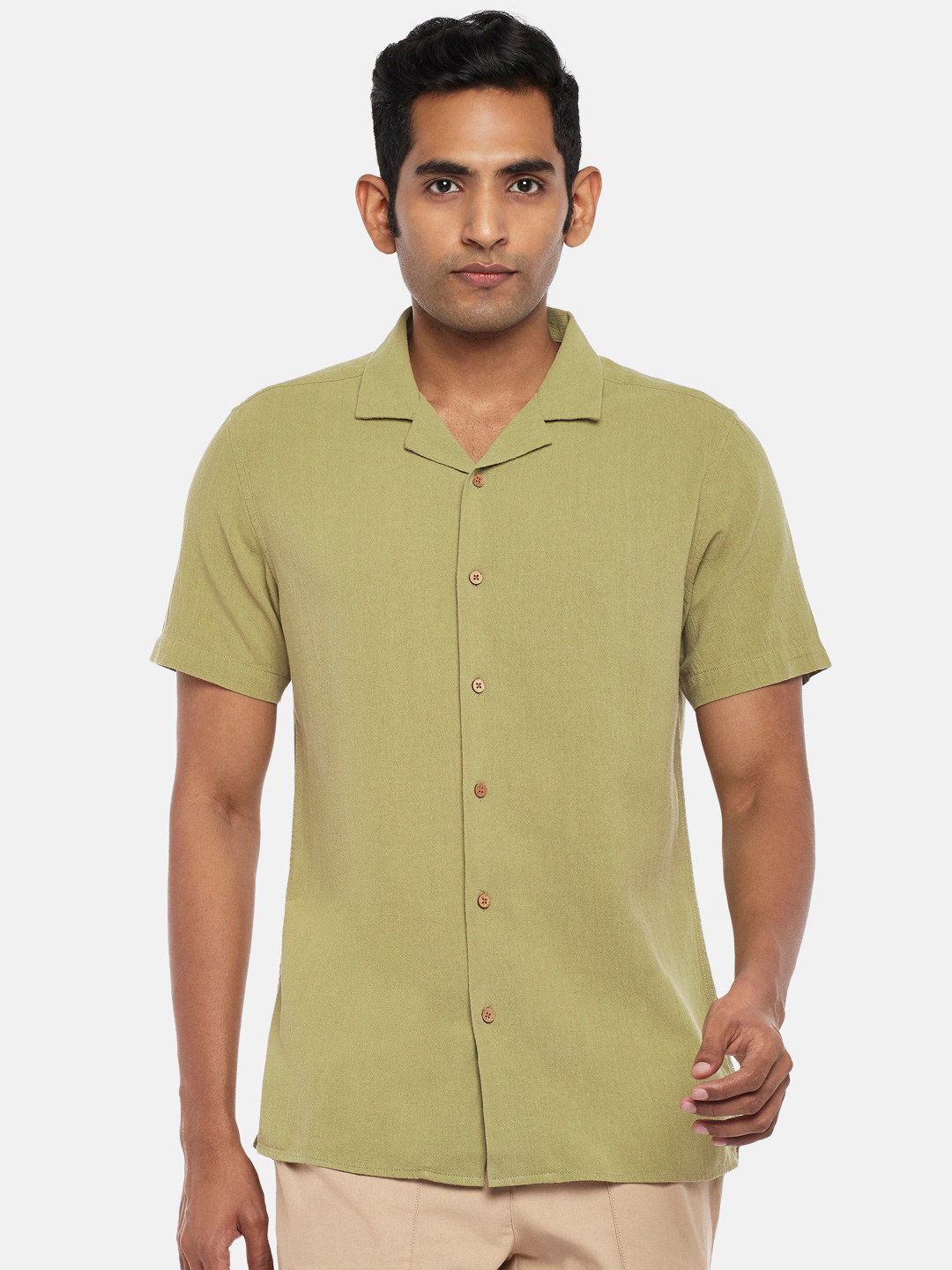 

7 Alt by Pantaloons Slim Fit Cotton Casual Shirt, Olive