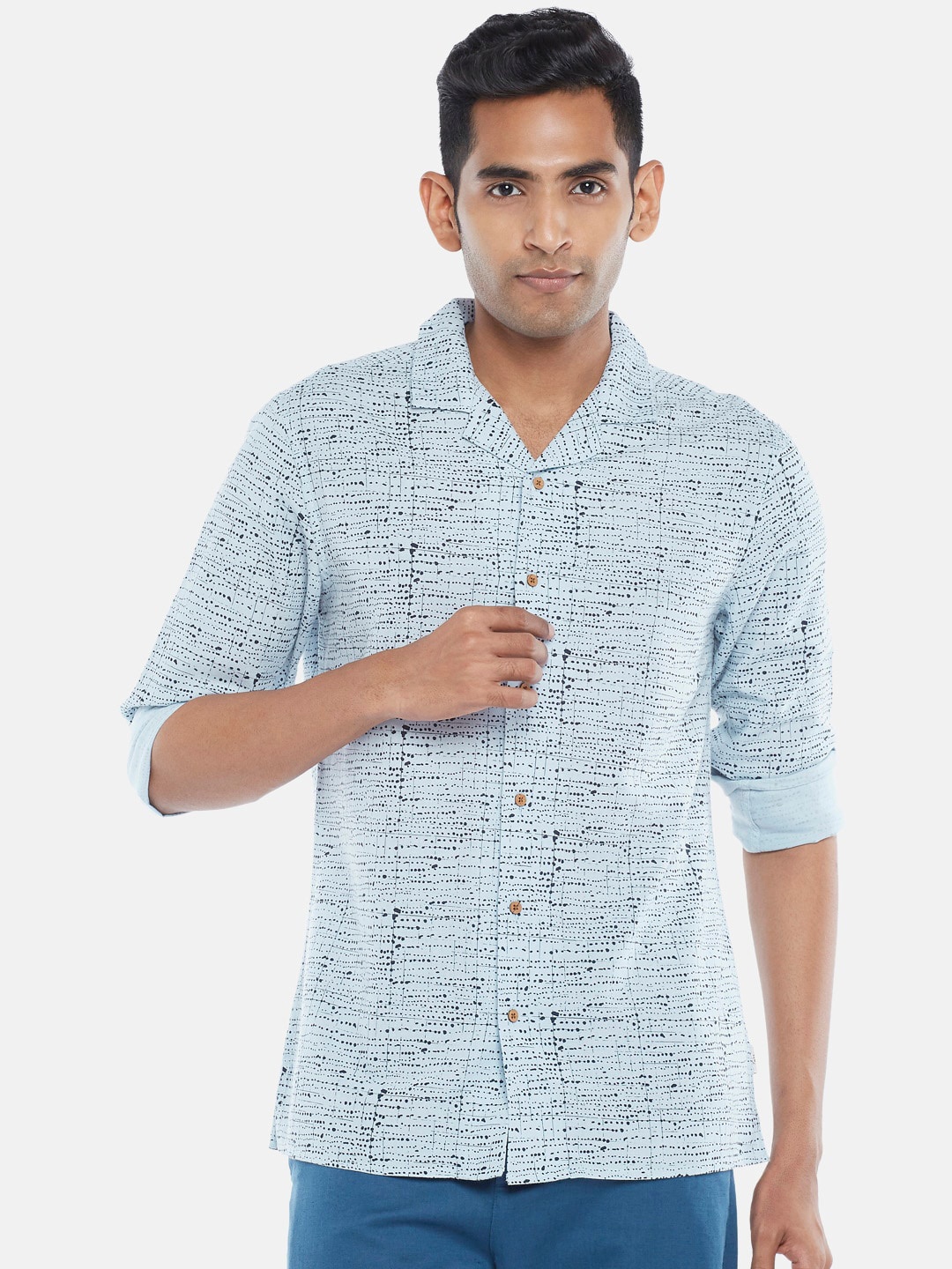 

7 Alt by Pantaloons Slim Fit Printed Casual Shirt, Blue