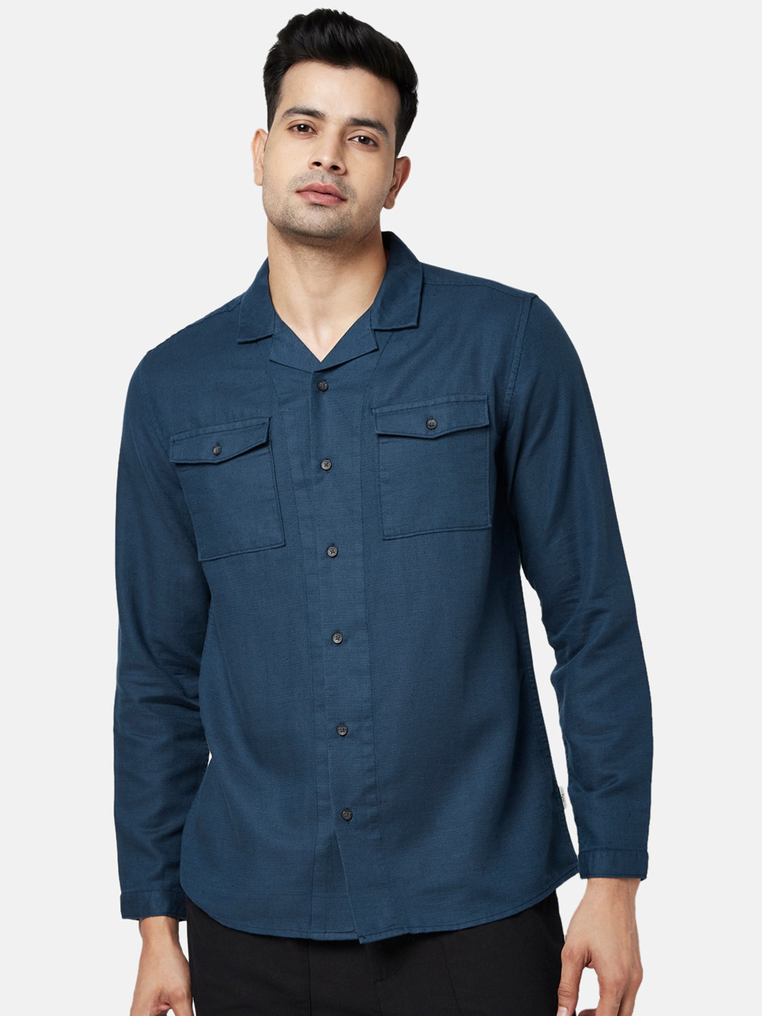 

7 Alt by Pantaloons Men Casual Cotton Shirt, Navy blue
