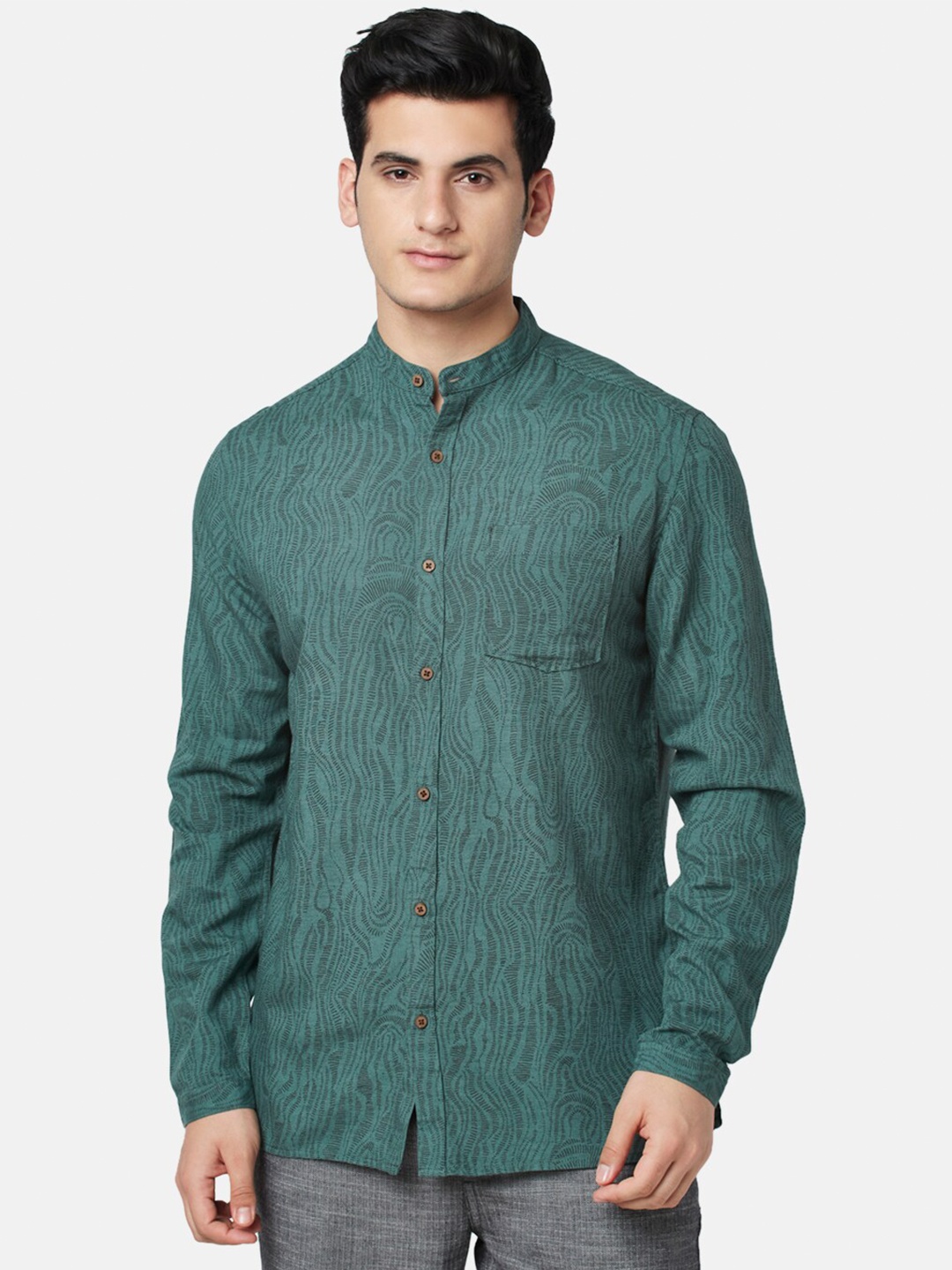 

7 Alt by Pantaloons Printed Casual Shirt, Olive