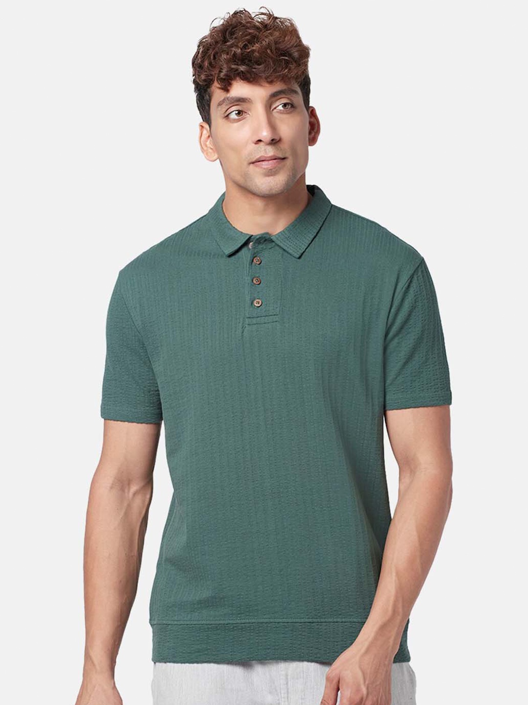 

7 Alt by Pantaloons Polo Collar Cotton T-shirt, Green