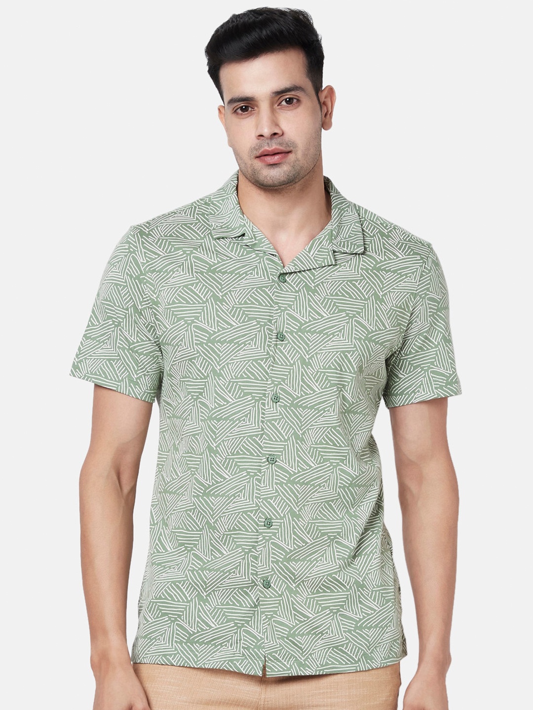 

7 Alt by Pantaloons Slim Fit Cotton T-shirt, Olive