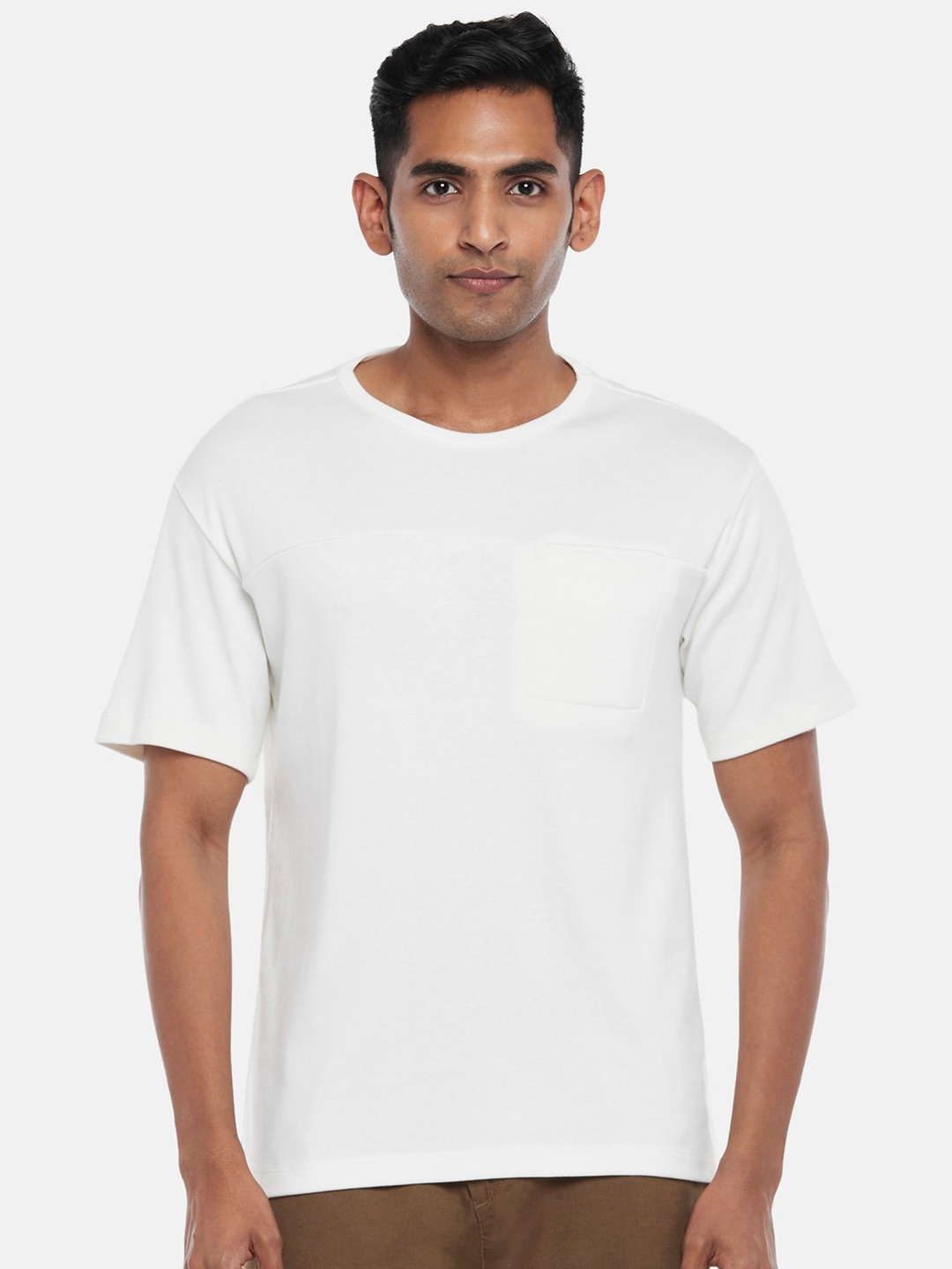

7 Alt by Pantaloons Round Neck Cotton T-shirt, Off white