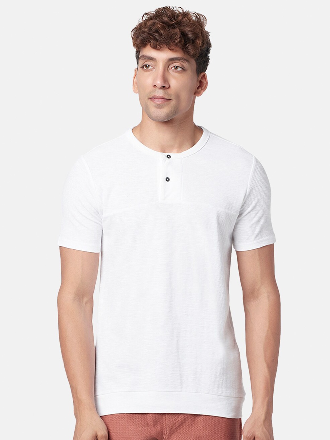 

7 Alt by Pantaloons Henley Neck Slim Fit Cotton T-shirt, White
