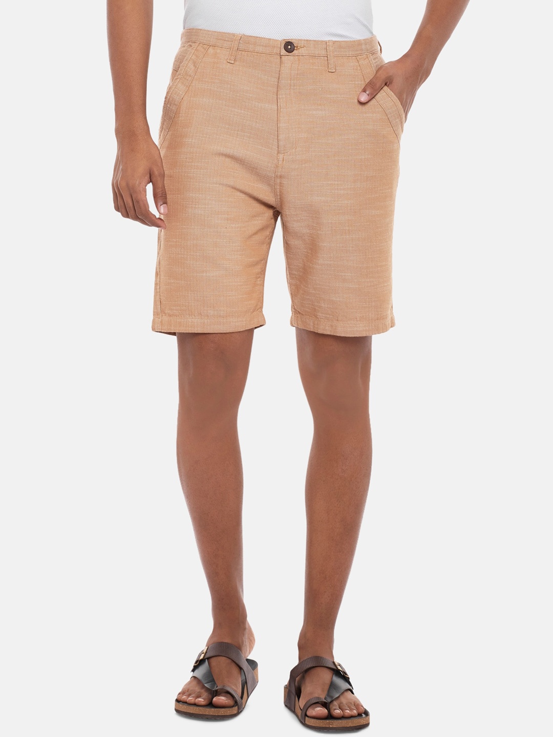 

7 Alt by Pantaloons Men Mid Rise Slim Fit Shorts, Beige
