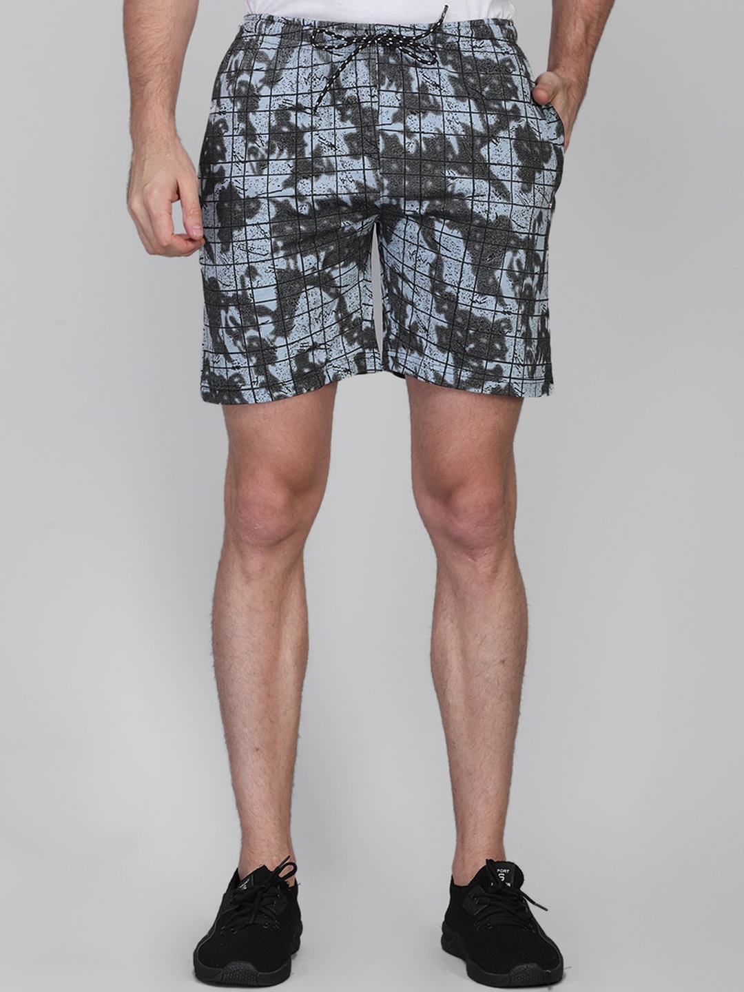 

NEVA Men Printed Mid-Rise Shorts, Charcoal