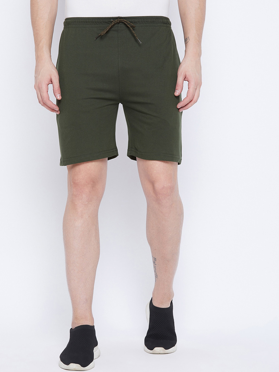 

NEVA Men Cotton Mid-Rise Regular-Fit Sports Shorts, Olive