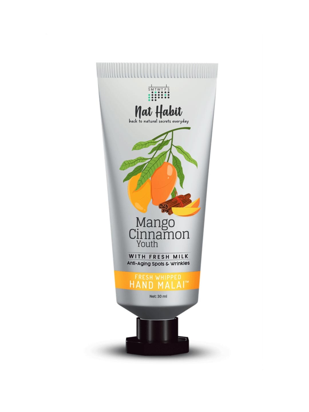 

Nat Habit Mango Cinnamon Youth Anti Aging Spots Fresh Wrinkle Whipped Hand Malai - 25 ml, Yellow