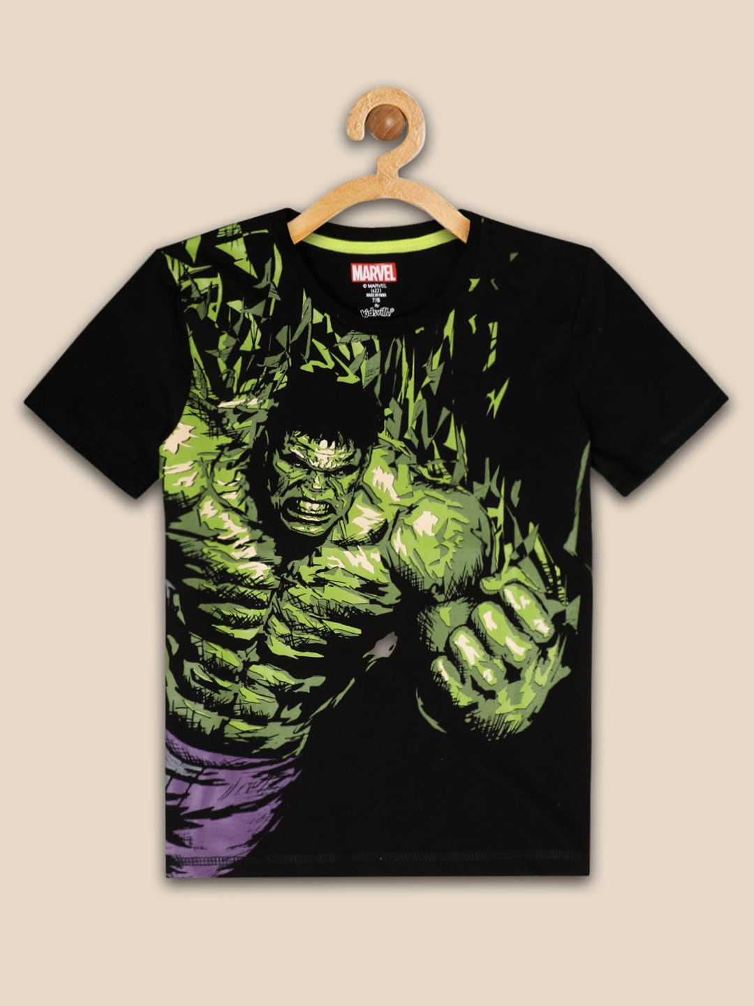 

Kids Ville Boys Hulk Printed Cotton T-Shirt, Black