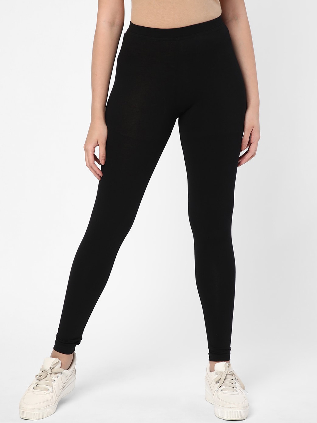 

R&B Women Ankle-Length Cotton Lycra Leggings, Black