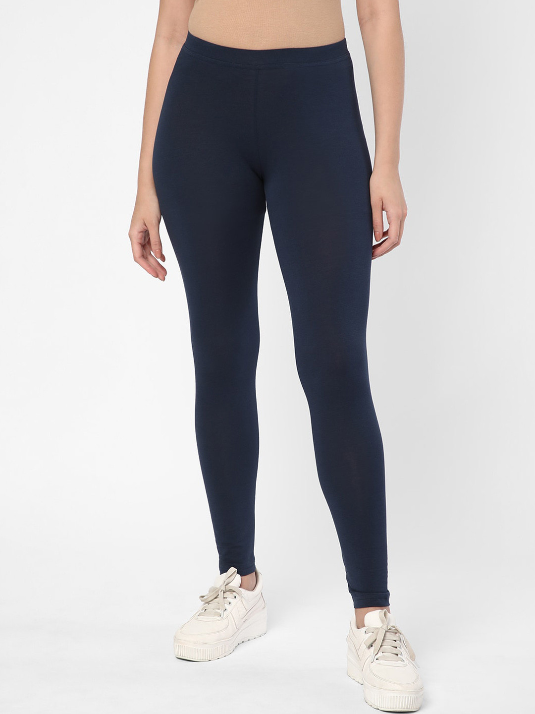 

R&B Women Ankle-Length Cotton Lycra Leggings, Blue