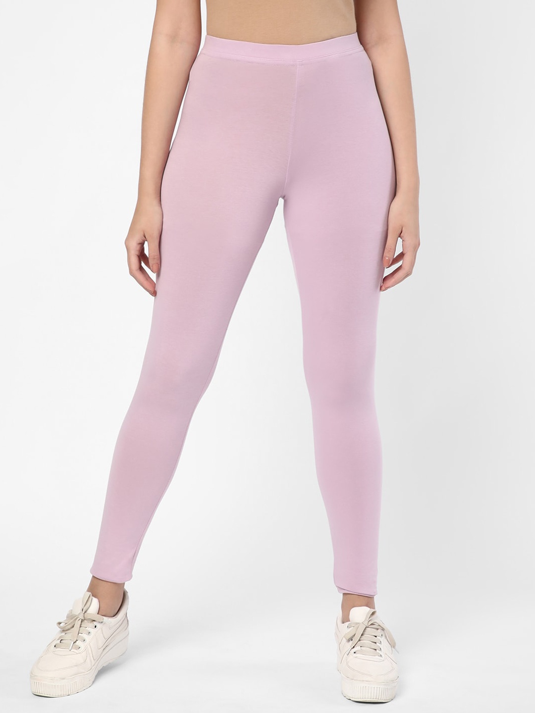 

R&B Women High-Rise Ankle-Length Cotton Lycra Leggings, Purple