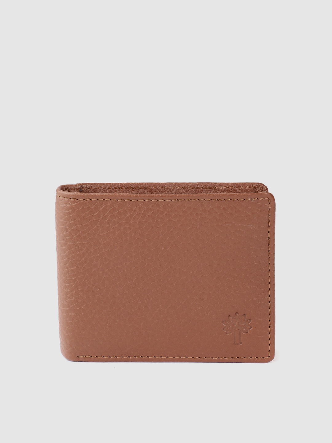 

Woodland Men Geometric Textured Leather Two Fold Wallet, Brown