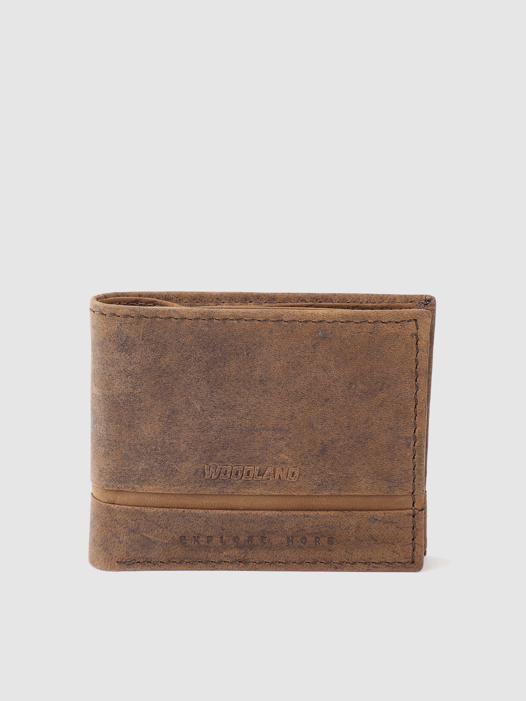 

Woodland Men Brand Logo Detail Leather Two Fold Wallet, Brown